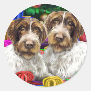 German WH Pointer Open Gifts Christmas Classic Round Sticker