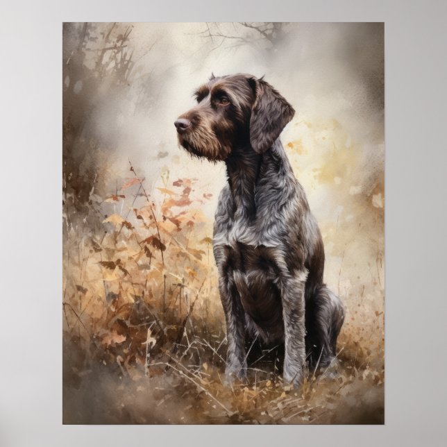 German Wirehaired Dog Art Print Poster (Front)