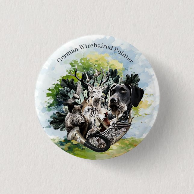 German Wirehaired Pointer 3 Cm Round Badge (Front)