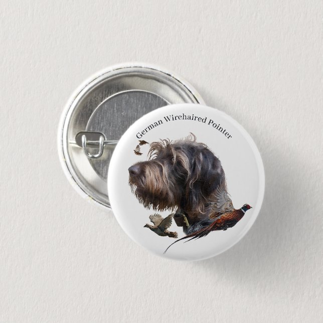 German Wirehaired Pointer 3 Cm Round Badge (Front & Back)