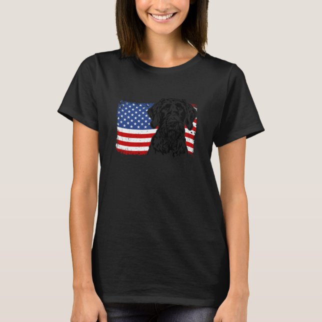 German Wirehaired Pointer American US Flag Patriot T-Shirt (Front)