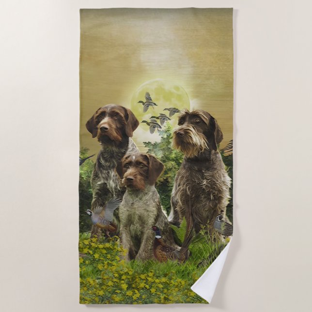  German Wirehaired Pointer   Beach Towel (Front)