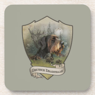 German Wirehaired Pointer, Boar Hunting    Coaster