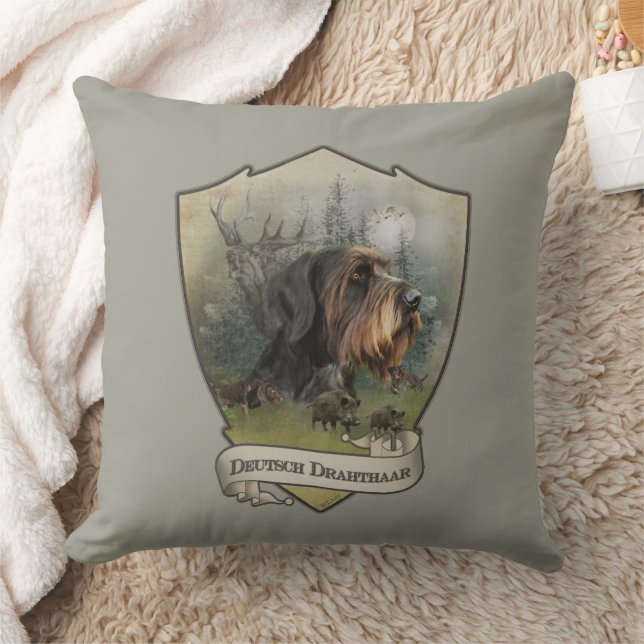 German Wirehaired Pointer, Boar Hunting  Cushion (Blanket)