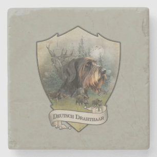 German Wirehaired Pointer, Boar Hunting Stone Coaster