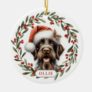 German Wirehaired Pointer Ceramic Circle Ornament