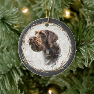 German Wirehaired Pointer      Ceramic Tree Decoration