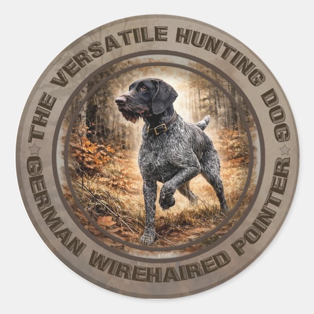 German Wirehaired Pointer Classic Round Sticker (Front)