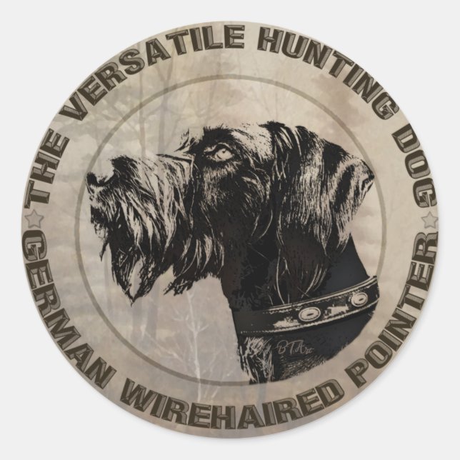 German Wirehaired Pointer Classic Round Sticker (Front)