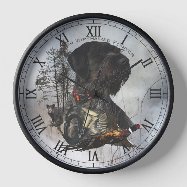  German Wirehaired Pointer Clock (Front)
