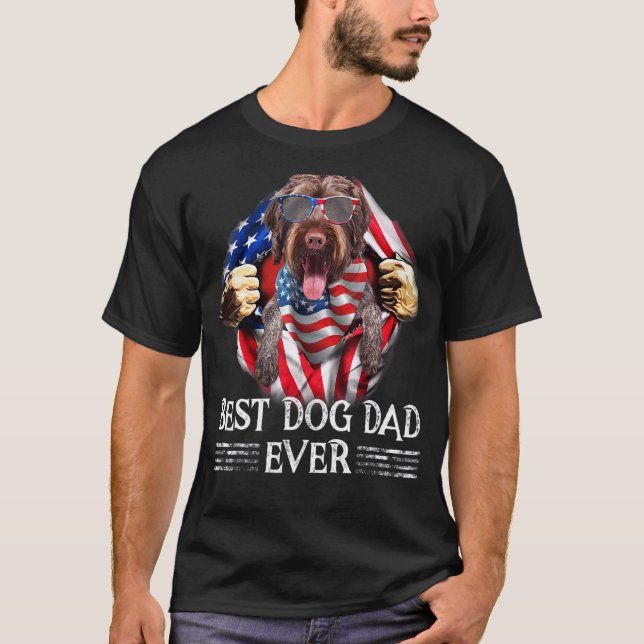 German Wirehaired Pointer Dad American Flag 4th Of T-Shirt (Front)