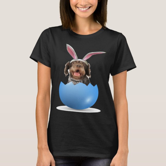 German Wirehaired Pointer Dog Easter Bunny Egg Hun T-Shirt (Front)