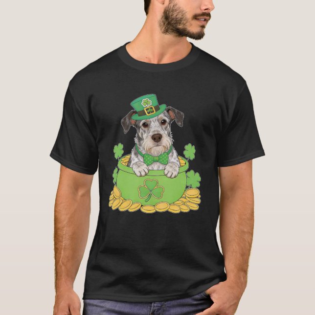 German Wirehaired Pointer Dog Funny St. Patricku20 T-Shirt (Front)