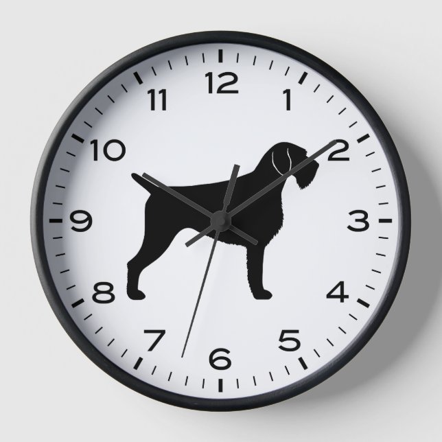 German Wirehaired Pointer Dog Silhouette Clock (Front)