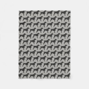 German Wirehaired Pointer Dog Silhouettes Pattern Fleece Blanket