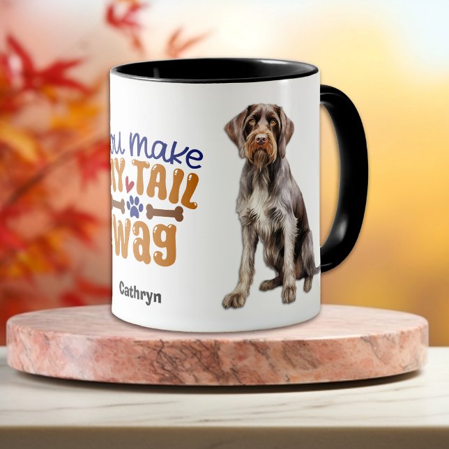 German Wirehaired Pointer Dog You Make My Tail Wag Mug (Creator Uploaded)