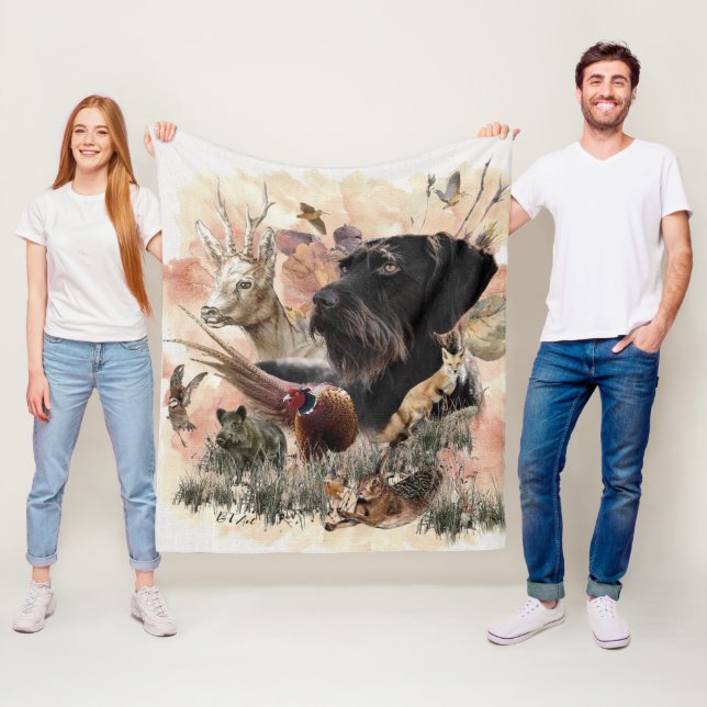 German Wirehaired Pointer Fleece Blanket (In Situ)