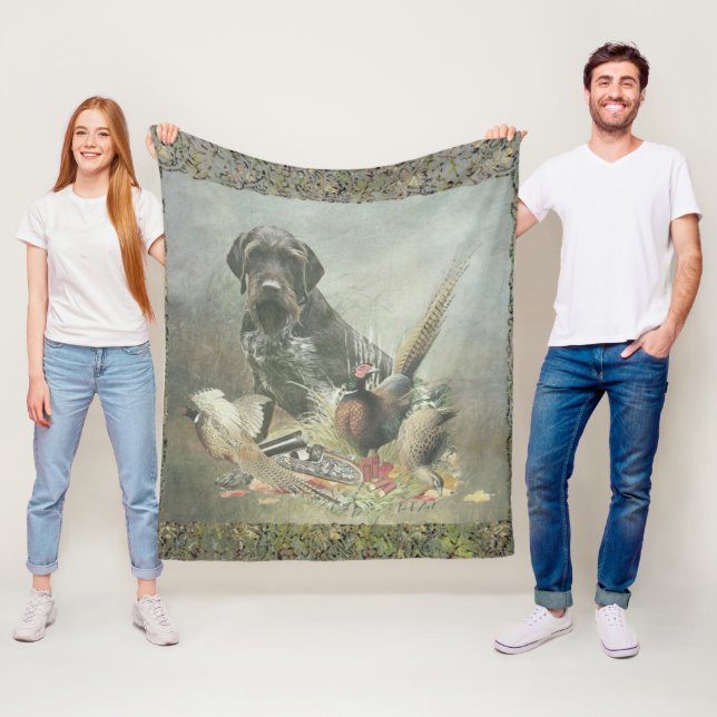German Wirehaired Pointer Fleece Blanket (In Situ)