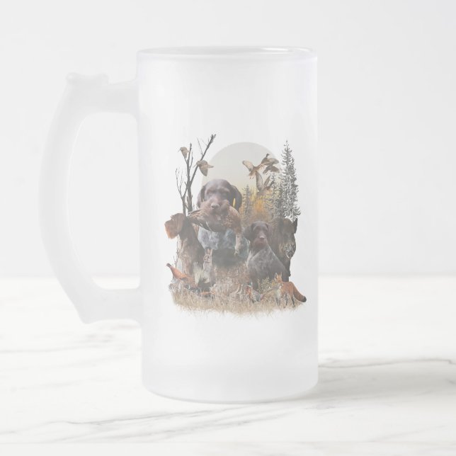 German Wirehaired Pointer   Frosted Glass Beer Mug (Left)