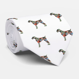 German Wirehaired Pointer Geo Silhouette Plaid Tie