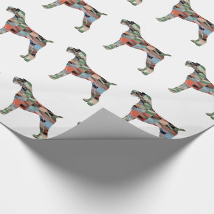 German Wirehaired Pointer Geo Silhouette Plaid Wrapping Paper
