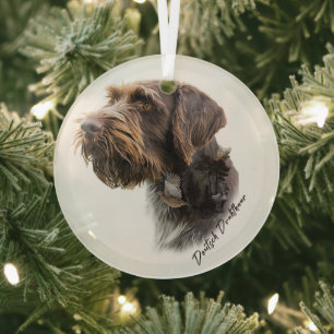 German Wirehaired Pointer      Glass Tree Decoration