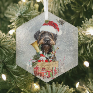 German Wirehaired Pointer Glass Tree Decoration
