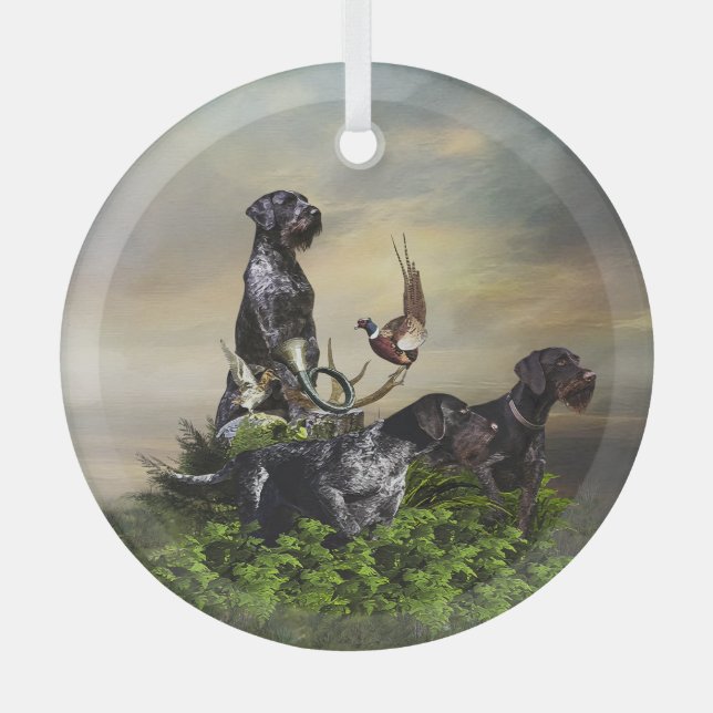  German Wirehaired Pointer    Glass Tree Decoration (Front)