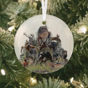 German Wirehaired Pointer     Glass Tree Decoration