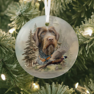 German Wirehaired Pointer Glass Tree Decoration