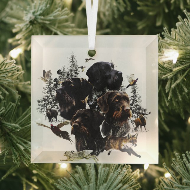 German Wirehaired Pointer   Glass Tree Decoration (Insitu)