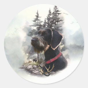 German Wirehaired Pointer, GWP Classic Round Sticker