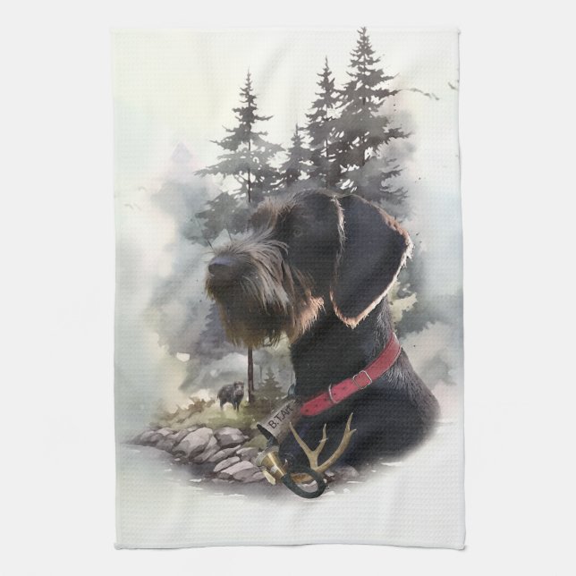 German Wirehaired Pointer, GWP Tea Towel (Vertical)
