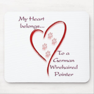 German Wirehaired Pointer Heart Belongs Mouse Mat