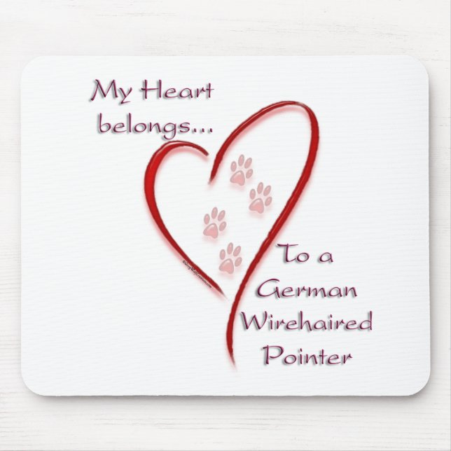 German Wirehaired Pointer Heart Belongs Mouse Mat (Front)