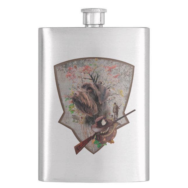 German Wirehaired Pointer    Hip Flask (Front)