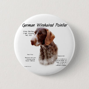 German Wirehaired Pointer History Design 6 Cm Round Badge
