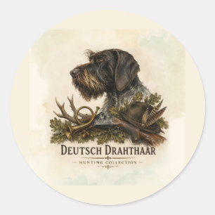 German Wirehaired Pointer – Hunting Collection Classic Round Sticker