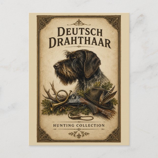 German Wirehaired Pointer – Hunting Collection Postcard (Front)