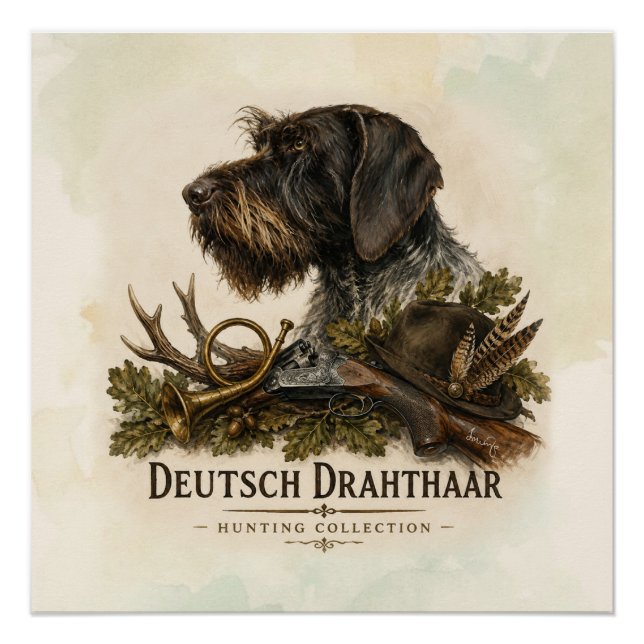 German Wirehaired Pointer – Hunting Collection Poster (Front)