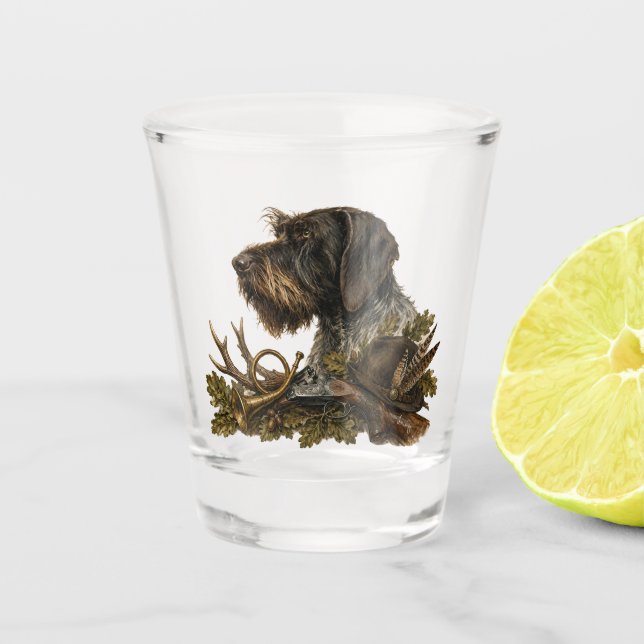 German Wirehaired Pointer – Hunting Collection Shot Glass (Front)