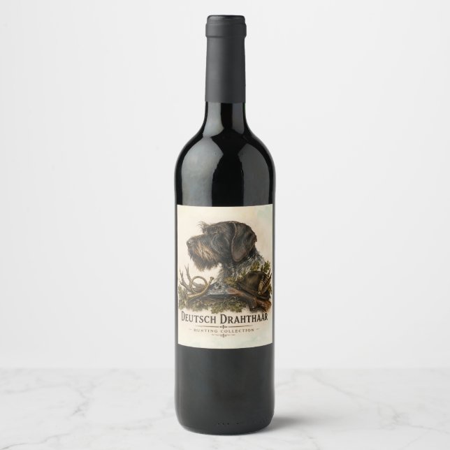 German Wirehaired Pointer – Hunting Collection Wine Label (Front)