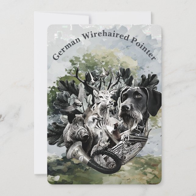 German Wirehaired Pointer  Invitation (Front)