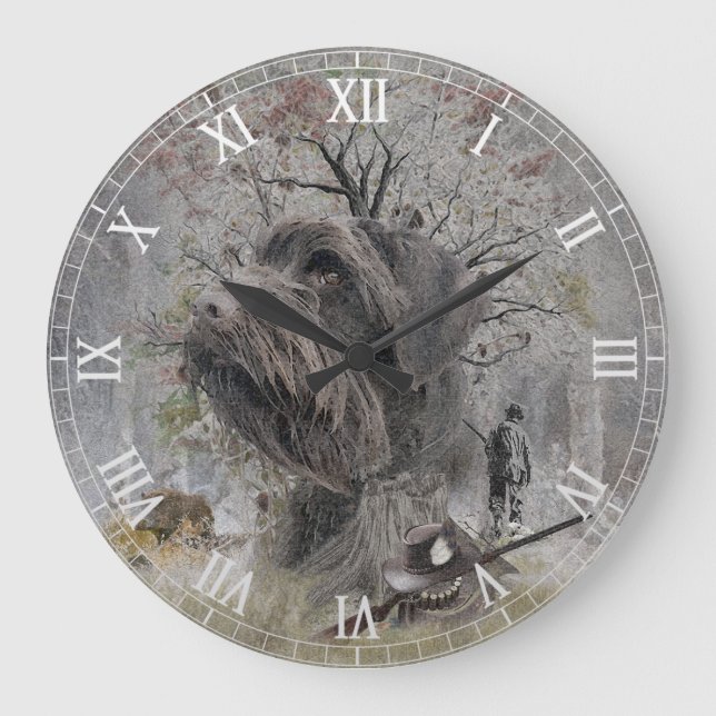 German Wirehaired Pointer Large Clock (Front)