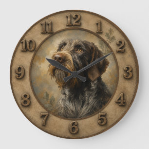 German Wirehaired Pointer Large Clock