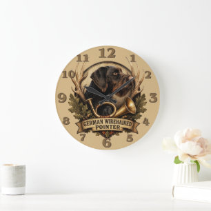 German Wirehaired Pointer Large Clock