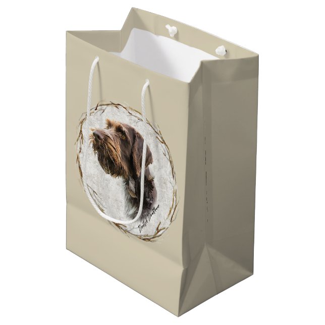 German Wirehaired Pointer    Medium Gift Bag (Front Angled)