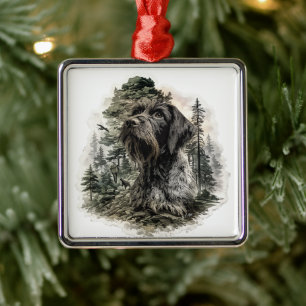 German Wirehaired Pointer Metal Tree Decoration