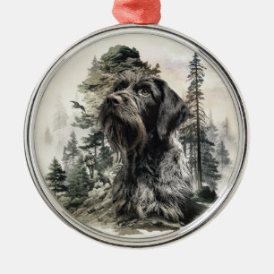 German Wirehaired Pointer Metal Tree Decoration