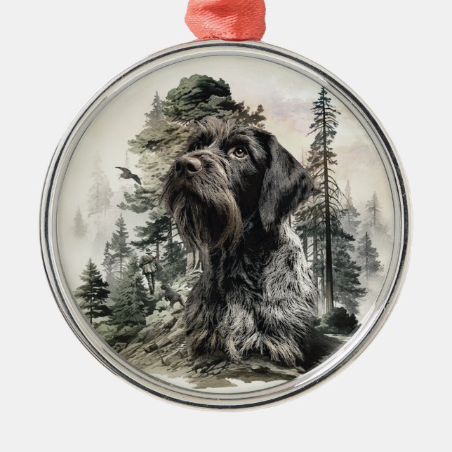 German Wirehaired Pointer Metal Tree Decoration (Front)